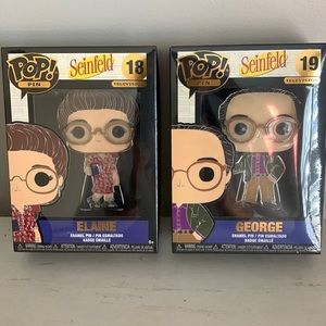 Funko Pop Pins George and Elaine Seinfeld #18 and #19 Brand New in Box
